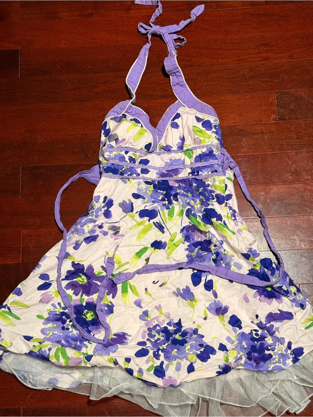 Lavender Cream Y2K Halter Summer Dress Size S